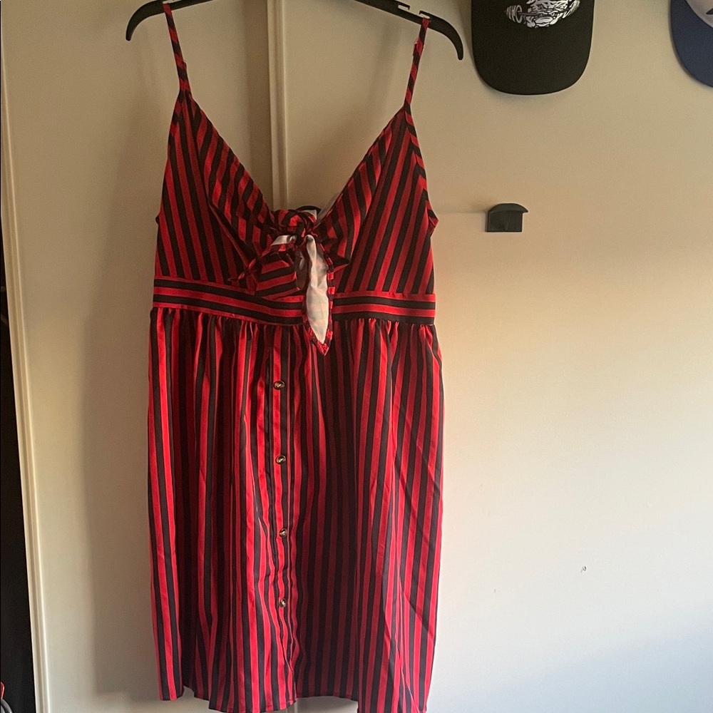 SHEIN Red and Black Striped Dress